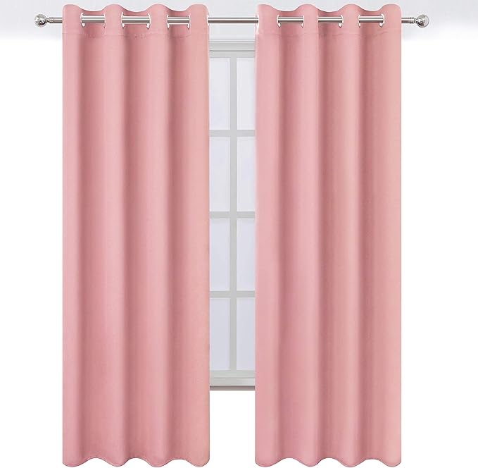 LEMOMO Baby Pink Bedroom Blackout Curtains/52 x 84 Inch Long/Set of 2 Curtain Panels/Thermal Insulated Room Darkening Curtains for Bedroom