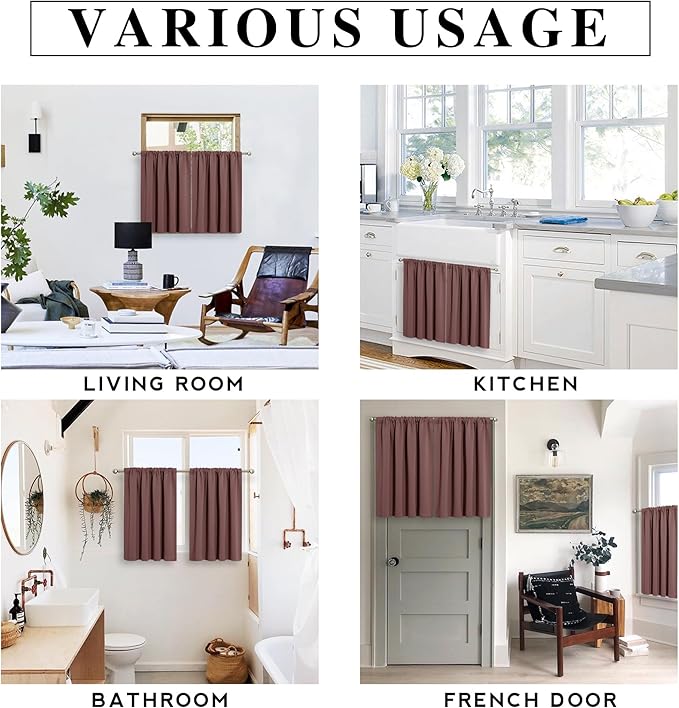 RYB HOME Blackout Curtains for Bedroom Living Room 63 inches Long, Thermal Insulated Privacy Rod Pocket Drapes for Nursery Office Home Theater, Width 42 by Length 63, Chocolate Brown, 2 Panels