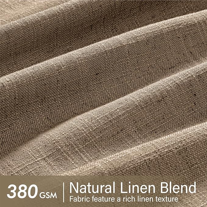 MIULEE Pinch Pleated Thick Linen Curtains 90 Inches Long 2 Panels for Living Room Bedroom, Linen Texture Memory Trained Brown Drapes Pleat Back Tab Light Filtering Country Farmhouse Burlap Curtains