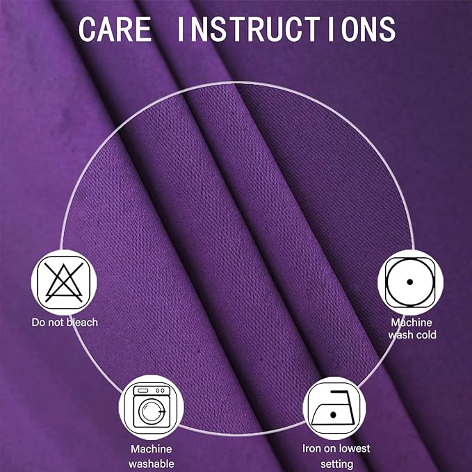 LEMOMO Blackout Curtains 52 x 90 Inch Long Purple Curtains Set of 2 Panels Room Darkening Curtains for Bedroom and Living Room