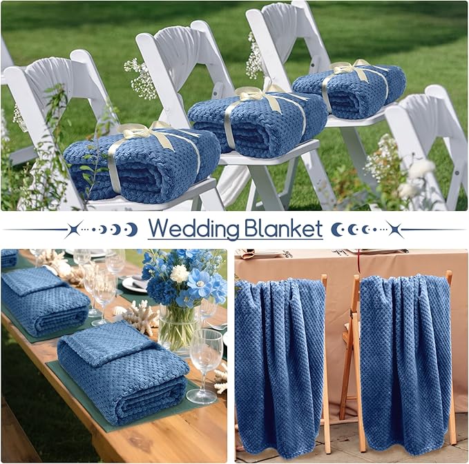 4 Pack Fleece Throw Blankets 50x60 Inches – 270 GSM Ultra Soft Flannel, Oeko-TEX Standard 100 Certified, Lightweight 3D Waffle Texture, No Shedding/Pilling, for Bed, Couch, Sofa, All Season (Blue)