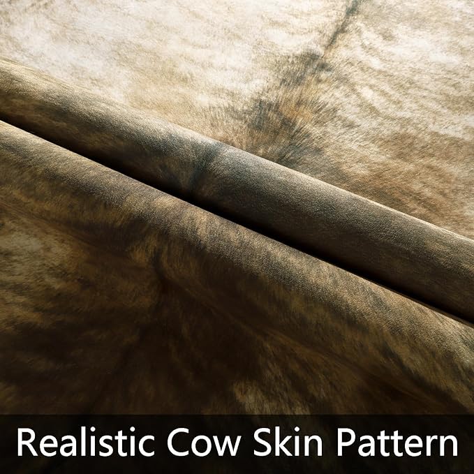 AROGAN Western Decor Faux Fur Cowhide Rug, 4 x 3 Feet Premium Animal Skin Cow Hide Rug, Sturdy Cow Print Rugs for Wall Decor, Western Floor Carpet for Bedroom Living Room, Brownish