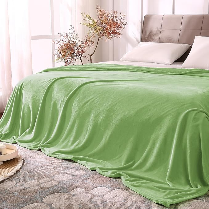 BEDELITE Fleece Blanket King Size Blankets for Bed, Luxury Plush Cozy Fuzzy Blanket 108x90 inches, Super Soft Warm Lightweight Throw Blanket All Seasons Suitable, Grass Green