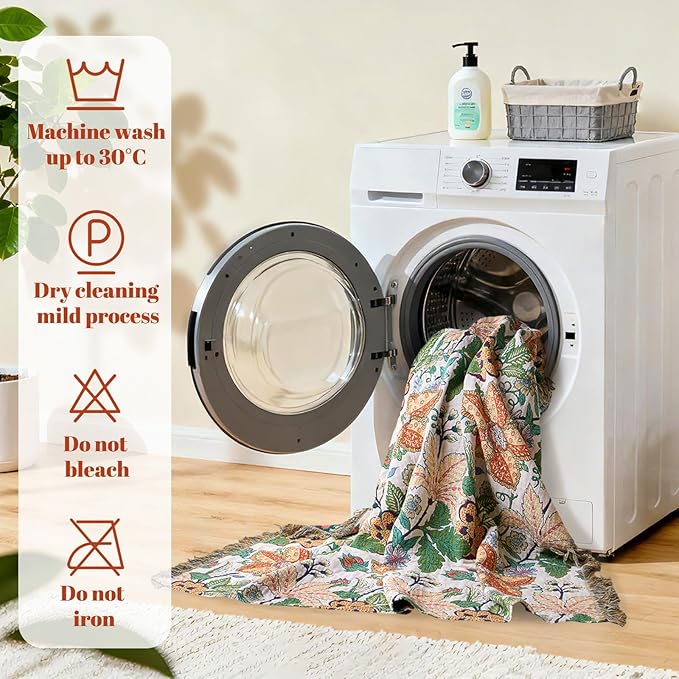 MSGKV Boho Throw Blanket for Bed Twin Size 100% Cotton Floral Blanket 60"x80" Lightweight Farmhouse Muslin Spring Breathable Couch Blankets Home Decor All Seasons