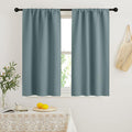 RYB HOME Blackout French Door Window Curtain Covering, Rod Pocket Thermal Insulated Privacy Non See Through Drapes for Bathroom Window, Width 29 by Length 45, Dusty Blue, 2 Panels