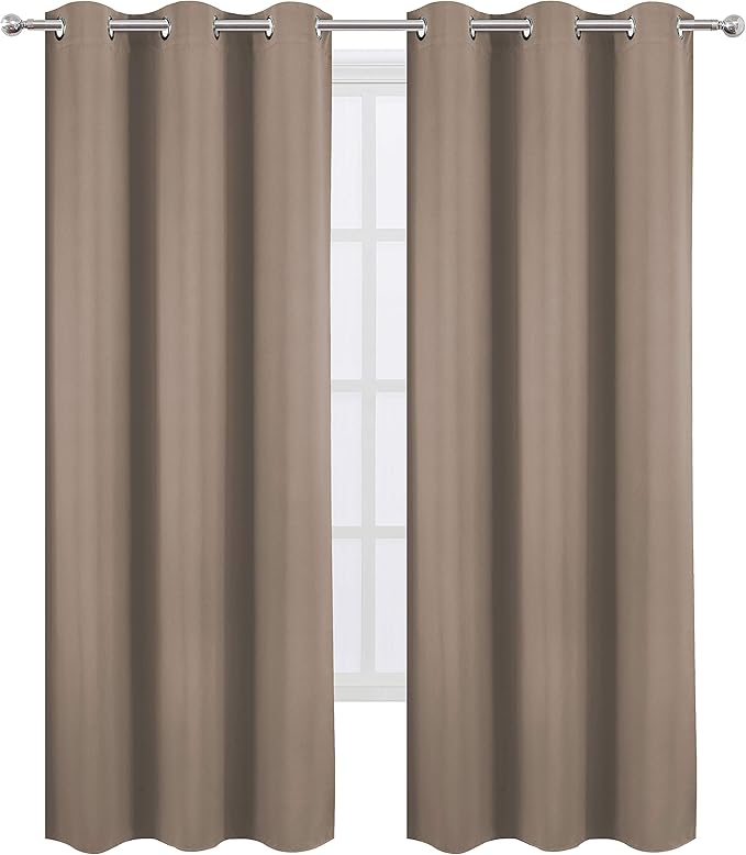 LEMOMO Cappuccino Thermal Blackout Curtains/38 x 84 Inch/Set of 2 Panels Room Darkening Curtains for Bedroom