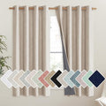 NICETOWN Cream Linen Complete Blackout Curtains 48 inches for Kids Room, 2 Panels, Thermal Insulated & Noise Reducing Window Draperies with Grey Liner, Noise Reducing Short Drapes