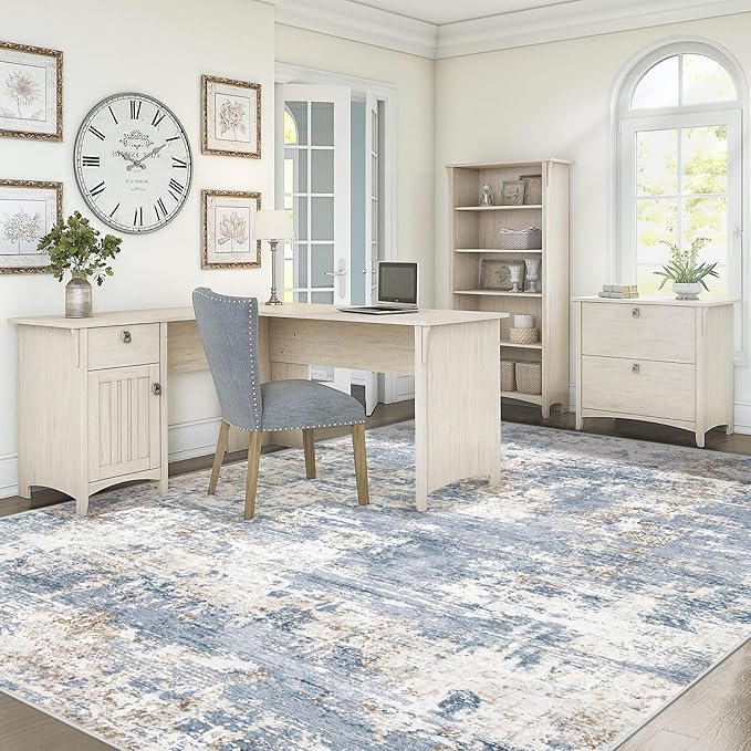 XLUEZ 6x9 Area Rugs for Living Room, Washable Modern Abstract Large Area Rug Neutral Soft Non Slip Kids Rug Stain Resistant Indoor Carpet for Bedroom Nursery Dining Room Playroom(Blue, 6'x9')