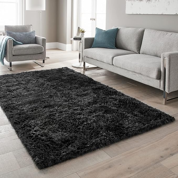 Ophanie Soft Fluffy Shaggy Rugs for Bedroom Living Room Dorm Nursery Home Decor Aesthetic,Color Charcoal,Size 5' x 8'