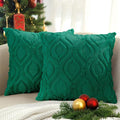 decorUhome Throw Pillow Covers 24x24 Inch Set of 2, Soft Plush Faux Wool Green Solid Couch Pillow Covers, Accent Euro Sham Farmhouse Neutral Square Pillow Cases for Sofa Bed Living Room