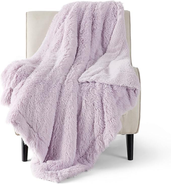 Bedsure GentleSoft Fluffy Lavender Purple Throw Blanket, Purple Decor Lilac Gifts for Teen Girls Women, Soft Cozy Fuzzy Plush Warm Thick Sherpa Fleece Faux Fur Blanket, Birthday Gifts for Her, 50x60
