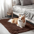 OLANLY 3x3 Machine Washable Small Bedside Rug, Soft Fluffy Shaggy Entryway Throw Rugs for Bedroom, Living Room, Indoor Floor Carpet for Kids Girls and Boys, Nursery Rooms, Home Decor Aesthetic, Coffee
