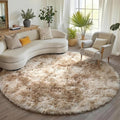 ONASAR Round Rugs 6ft for Living Room Bedroom, Tie-Dye Beige Fluffy Circle Area Rug for Kids Girls Boys Teen, Soft Plush Shaggy Carpet for Nursery Dorm Classroom Playroom Home Decor Aesthetic