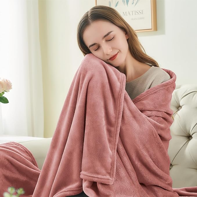 BEDELITE Fleece Blanket Dusty Pink Throw Blankets for Couch & Bed, Luxury Plush Cozy Fuzzy Blanket 50x60 inches, Super Soft Warm Lightweight Throw Blanket for Travel Camping