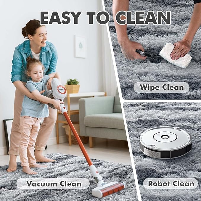 9x12 Ft Extra Large Shag Rugs for Living Room, Ultra Soft Fluffy Furry Area Rugs for Bedroom Indoor Floor, Aesthetic Carpet for Kids Home Decor (Grey)