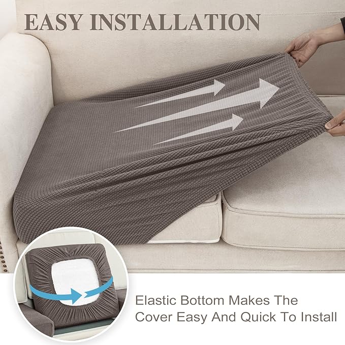 Couch Cushion Covers Seat Cushion Cover Stretch Couch Cover Separate Sectional Sofa Slipcovers Furniture Protector(3 Pieces for Seat or Sofa Backrest, Taupe)