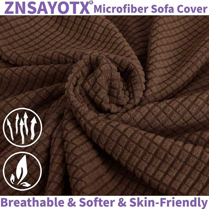 ZNSAYOTX Super Stretch Chair Slipcover Universal Sofa Chair Covers for Living Room Dogs Pet Furniture Protector Spandex Armchair Slipcovers with Anti Slip Foam Sticks (Coffee, Chair)
