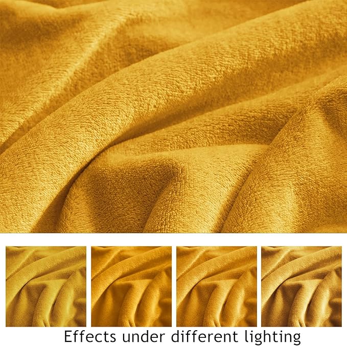 KMUSET Fleece Blanket Twin Size Honey Yellow Lightweight Super Soft Cozy Fuzzy Bed Blankets Microfiber Factory Shop