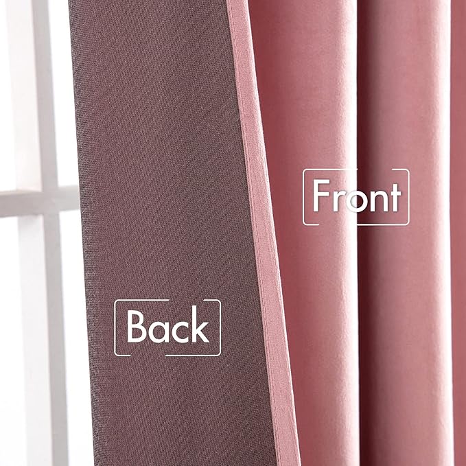 MIULEE Velvet Curtains 84 inches 2 Panels - Luxury Blackout Curtains for Girls Bedroom Nursery Living Room Thermal Insulated Super Soft Window Drapes Rod Pocket & Back Tab, Blush Pink, W52 x L84 inch