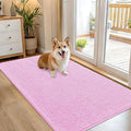 OLANLY Dog Door Mat for Muddy Paws 54x32, Absorbs Moisture and Dirt, Absorbent Non-Slip Washable Doormat, Quick Dry Chenille Mud Mat for Dogs, Entry Indoor Entryway Carpet for Inside Floor, Pink