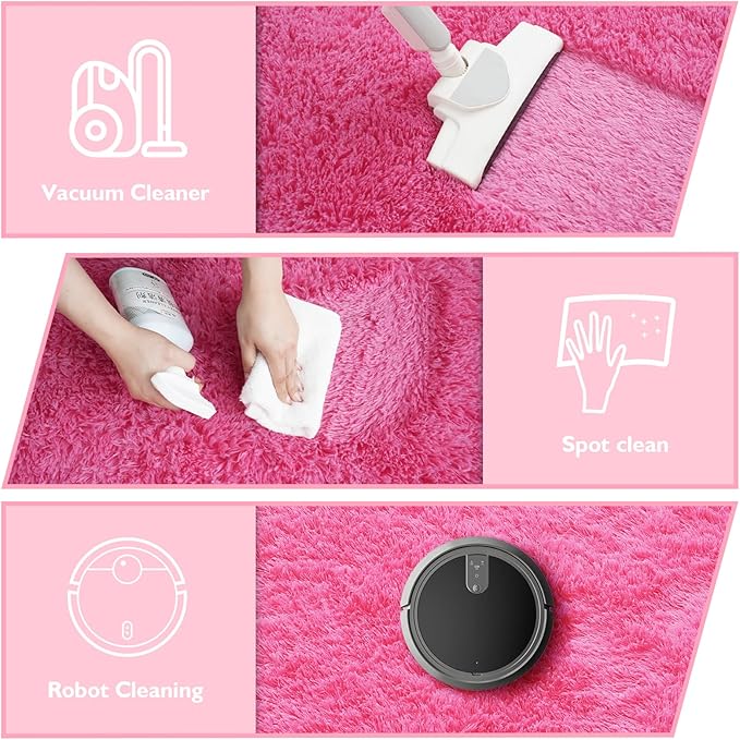 yulidayang Fluffy Round Area Rugs for Bedroom,Hot Pink 3Ft Shag Circle Area Rugs for Living Room,Non Slip Fuzzy Plush Rug for Kids Room Boys Girls Room and Dorm