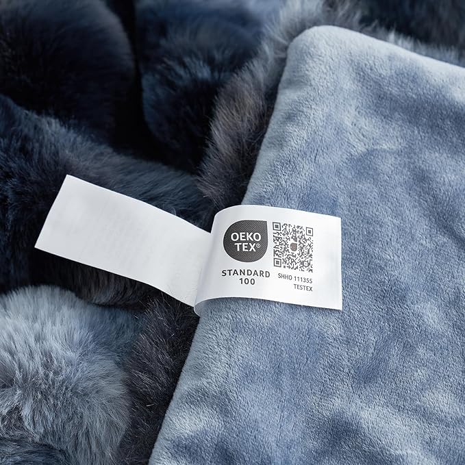 Cozy Bliss Faux Fur Throw Blanket for Couch, Fuzzy Soft Plush Thick Bubble Blanket for Sofa Bedroom Living Room, 60 * 80 Inches Tie-dye Blue