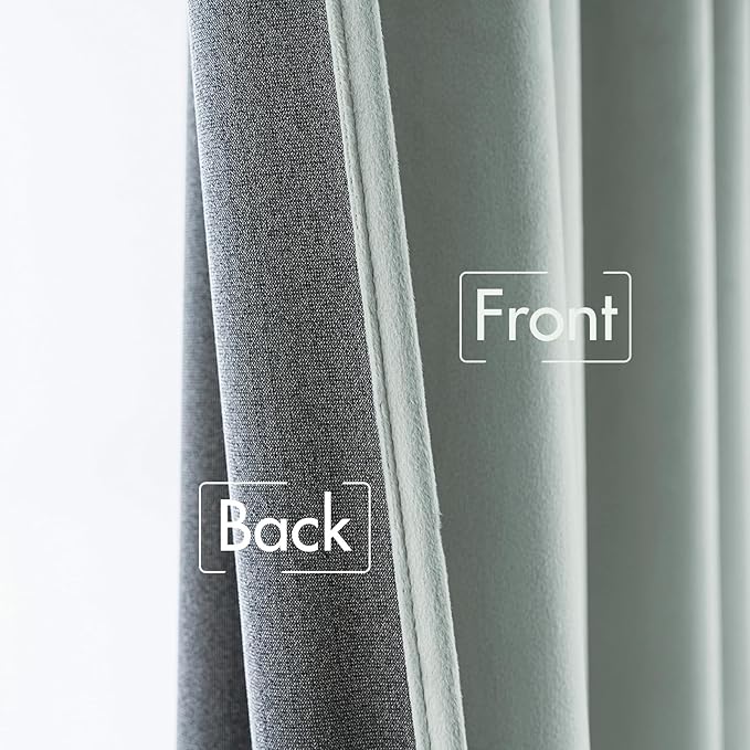 MIULEE Velvet Curtains 90 inches - Luxury Blackout Curtains for Bedroom Living Room Thermal Insulated Super Soft Window Drapes Rod Pocket & Back Tab, Misty Blue, W52 x L90 inches, 2 Panels