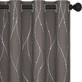 Deconovo Blackout Curtains, Thermal Insulated Soundproof Grommet Drapes, Wave Line Dots Foil Print, 52 x 84 Inch Long, 2 Panels, Machine‑Washable Window Curtains for Bedroom Living Room Nursery, Taupe