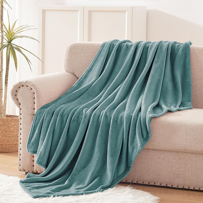 Exclusivo Mezcla Fleece Celadon Throw Blanket for Couch, Sofa, Super Soft and Warm Blankets, All Season, Cozy, Plush, Lightweight, 50x60 Inches