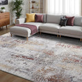 Toneed Abstract Area Rug Modern Washable Rug Soft Non Slip Rug Low Pile for Bedroom Living Room Dining Room Taupe Grey Brown 5x8 Feet