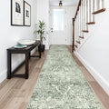 2'6"x14' Washable Hallway Runner Rug - Non Slip Kitchen Runner Rugs with Rubber Backing Vintage Low-Pile Carpet Runners for Entryway Dining Room Laundry Room Home Decor (Muted Sage Green)