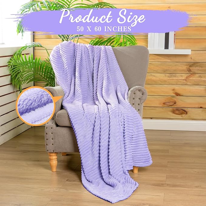 Buryeah 12 Pcs Flannel Throw Blanket Bulk 50 x 60 in Sleepover Blanket Outdoor Wedding Throw Lightweight, Oeko-tex Standard 100 Certified for Sofa Homeless Gifts (Light Purple)