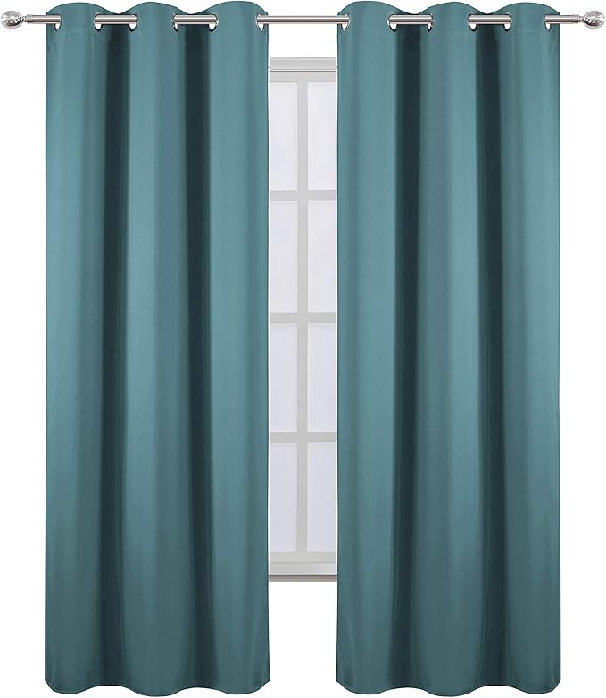 LEMOMO Sea Teal Thermal Blackout Curtains/42 x 95 Inch/Set of 2 Panels Room Darkening Curtains for Bedroom