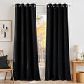 NICETOWN Faux Linen Black Blackout Curtains 84 inches Long for Living Room - Privacy Panels for Bedroom, Modern Farmhouse Style Easy Care Grommet Top, 2 Panels, W52 by L84