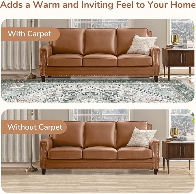 OPPODREAM Soft Area Rugs 9x12 Living Room, Washable Rugs 9x12 with Non Slip Backing, Faux Cashmere Low-Pile 9 x 12 Carpet, Green