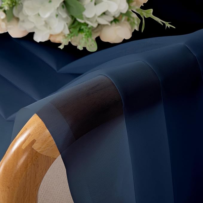 Aiyufeng 2 Panels Navy Blue Sheer Valance 14 Inches Long, Short Sheer Curtain Valances for Small Windows Semi Sheer Navy Valances for Kitchen Window, Dual Rod Pocket (Navy Blue, 40 by 14 Inches Long)
