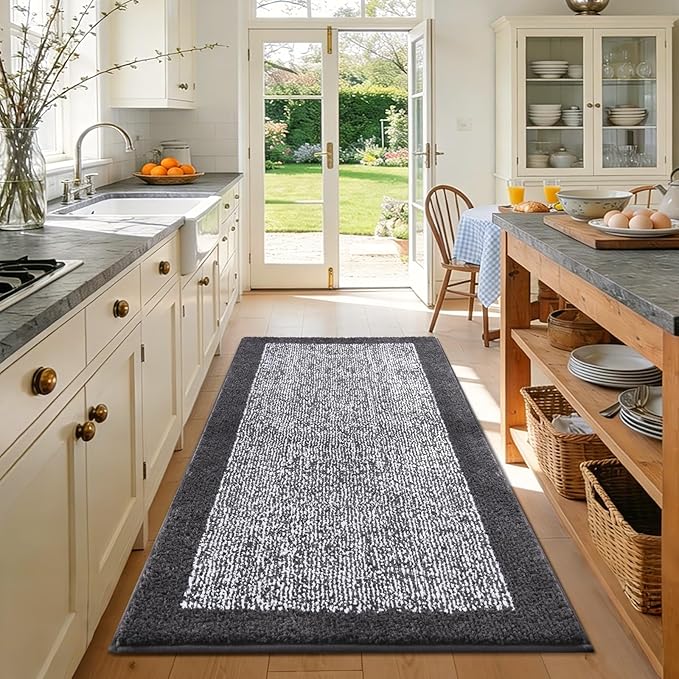 48x32 Large Bathroom Rugs Washable Non Slip, Dark Grey Bath Mat for Bathroom Floor Tub, Soft Absorbent Quick Dry Mats for Shower, Bathtub,Home Decor