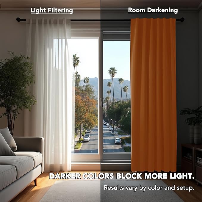 Deconovo Blackout Curtains, Thermal Insulated, W52 x L95 2 Panels, Back Tab, Machine Washable, Room-Darkening Drapes for Bedroom/Living Room Orange Flame