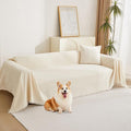 MYSKY HOME Couch Cover for Pets, Beige Couch Covers for 3 Cushion Couch Sofa, Couch Covers Sectional L Shape Chenille Couch Cushion Covers for Pets, Throw for Dogs, Kids, 71" X150"