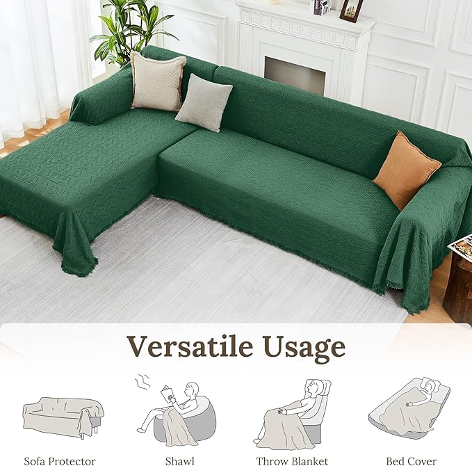 HOMERILLA Christmas Couch Covers,Sectional Couch Covers L Shaped Sofa Cover Blanket 2 Pieces L Shape Sofa Decoration Protector for Pets Dogs(Vintage Green, X-Large)
