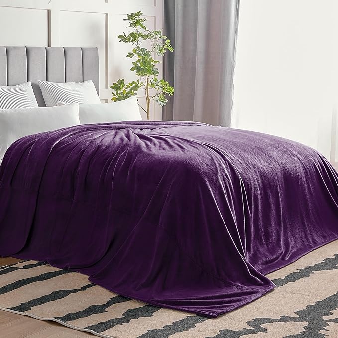 BEDELITE Big Fleece Blanket - 120" x 120" (10' x 10'), Super Soft Fluffy Fuzzy Oversized King Blanket for Bed, Couch, Sofa, Camping,Fits Whole Family,Purple