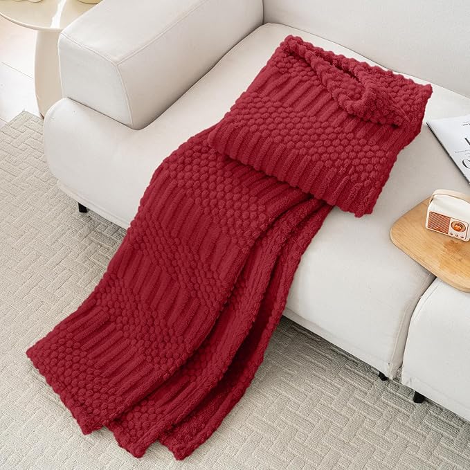 50x70 Inch Red Throw Blanket - Soft & Fluffy Fleece, Cute & Aesthetic, Perfect for Sofa, Couch, Chair, Bed, Living Room & Bedroom, All-Season Use, Plush & Cozy Decorative Blanket