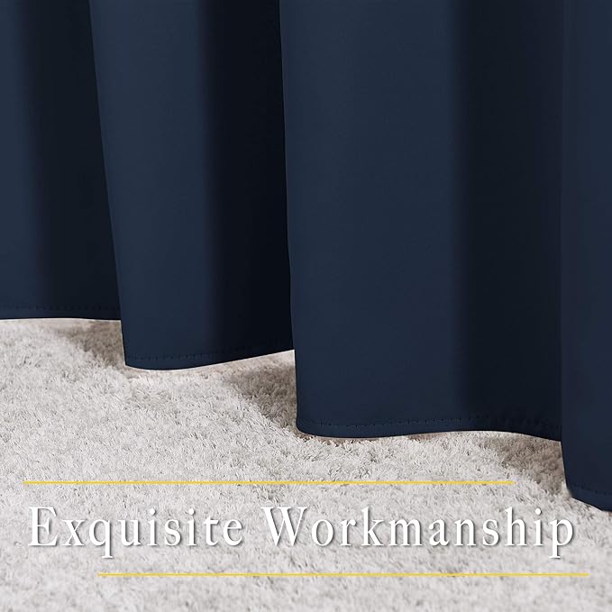NICETOWN Blackout Curtains and Drapes for Kitchen - Thermal Insulated Solid Grommet Top Blackout Panels/Draperies for Kid's Room (Navy, 1 Pair, 52 x 63 Inch)