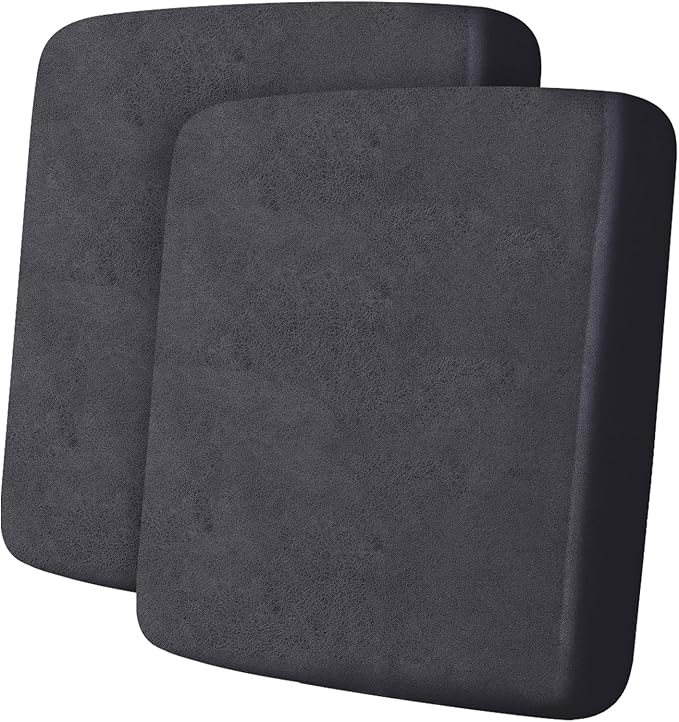 Leather Look Couch Cushion Covers Sofa Seat Slipcovers Sets Couches Furniture Protector for Sectional Armchair Loveseat Pets Kids Stretch Spandex Fabric (2 Cushion Sofa, Dark Grey)