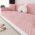 Velvet Couch Cover, Washable Sectional Sofa Cover, Anti Slip Sofa Slipcover for 3 Cushion Couch Sofa L Shaped Armrest Backrest, Furniture Protector Covers for Pets Kids(1PC,Pink,36"×94")
