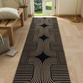 Lahome Enfys Modern Geometric Black Runner Rug, 2x8 Indoor Outdoor Hallway Kitchen Runner Rug with Rubber Backing, Farmhouse Washable Non Slip Non Shedding Floor Carpet for Bedroom Entry Patio