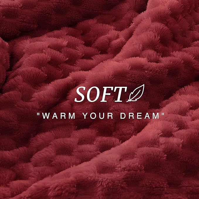 EXQ Home Fleece Blanket Twin Size for Couch or Bed - 3D Imitation Turtle Shell Jacquard Decorative Blankets - Cozy Soft Lightweight Fuzzy Flannel Blanket Suitable for All Seasons(60"×80",Red)