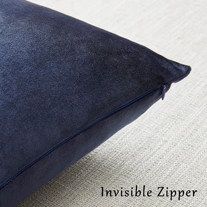 GIGIZAZA Navy Blue Velvet Pillow Covers 20x20,Square Solid Throw Pillow Covers Decorative Modern Pillows Big Vintage Cases for Couch Pack of 2