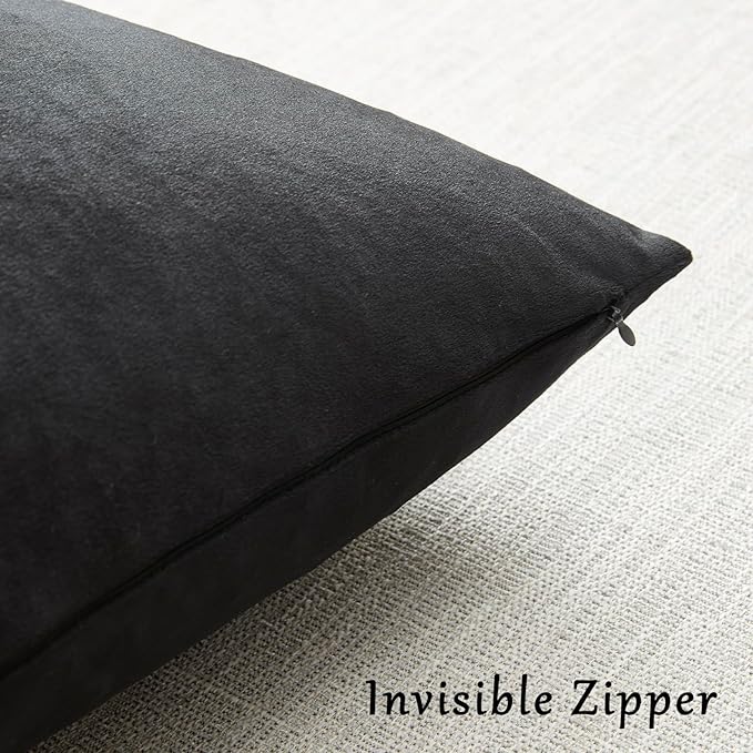 GIGIZAZA Black Velvet Pillow Covers 16x16,Decorative Square Throw Pillows Modern Covers Small Solid Living Room Pillow Cases for Couch Pack of 2