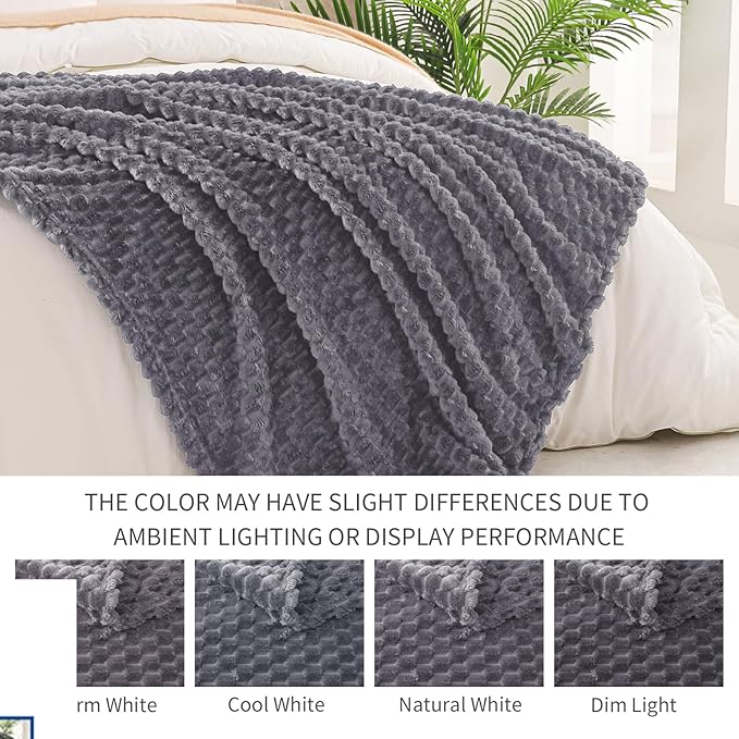 Exclusivo Mezcla Fleece King Blanket for Bed, Extra Large Fuzzy Dark Grey Bed Blankets, Soft Cozy Plush Sofa Throws for All Seasons, 90x104 Inches